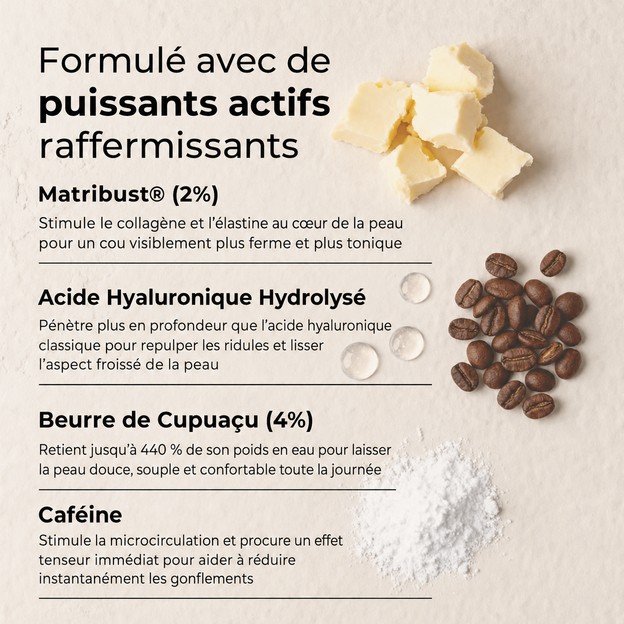 Crème Raffermissante Cou & Décolleté — Acide Hyaluronique & Beurre de Cupuaçu