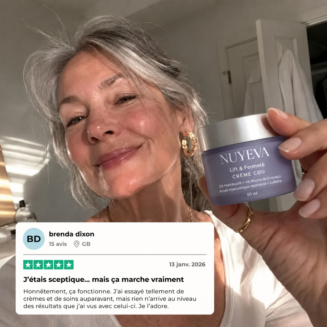 Crème Raffermissante Cou & Décolleté — Acide Hyaluronique & Beurre de Cupuaçu