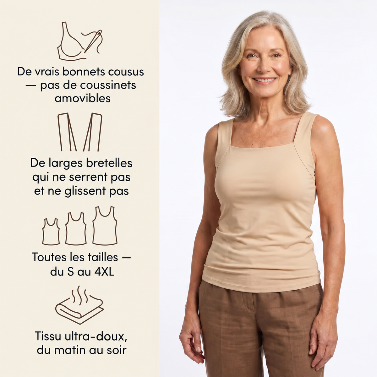 Nuyeva Confort™ – Débardeur avec Brassière Intégrée